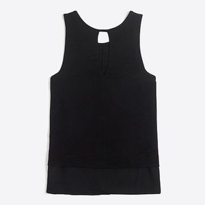 Drapey tank top with silky hem (all black)
